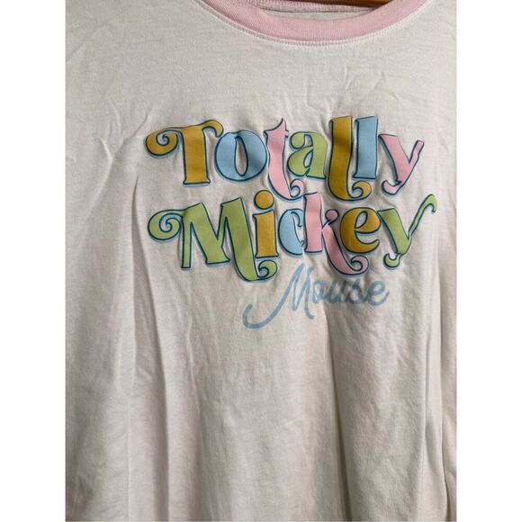 Disney White Short Sleeve Totally Mickey Mouse Cropped Graphic T-Shirt Size 3X - Picture 3 of 6
